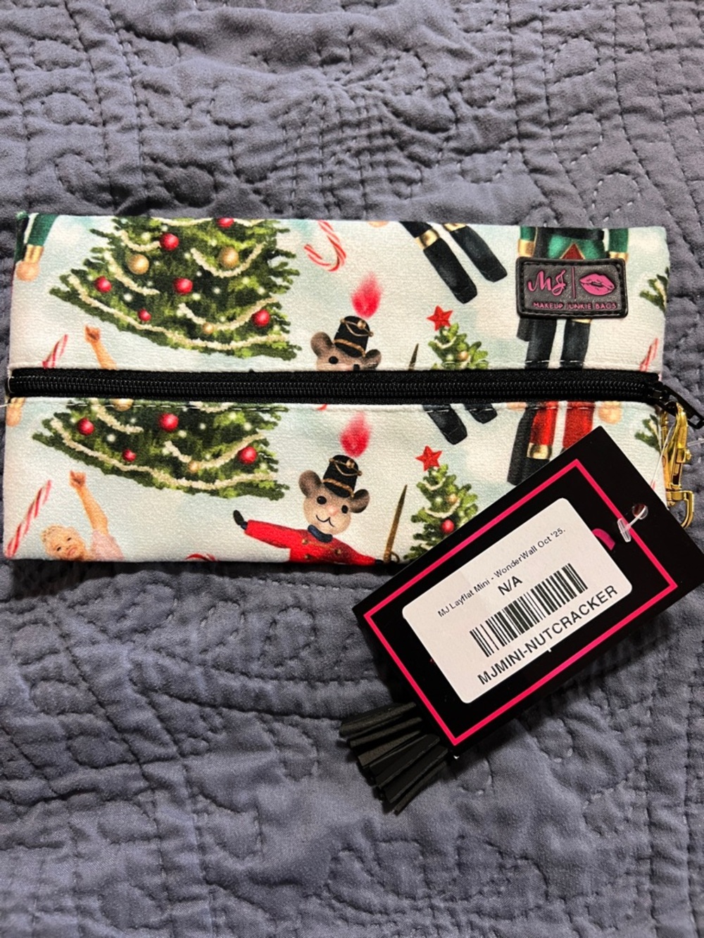 Makeup Junkie Cosmetic Pouch - Nutcracker Holiday Print in White